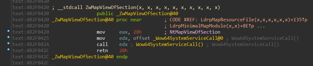 NtMapViewOfSection (x64)