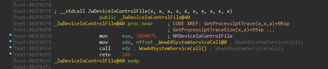 NtDeviceIoControlFile (x64)