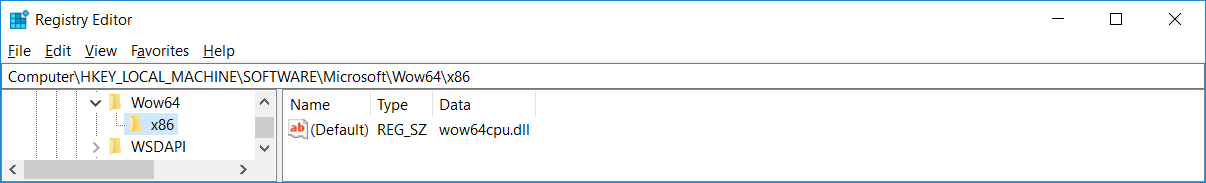 \Registry\Machine\Software\Microsoft\Wow64\x86 (x64)